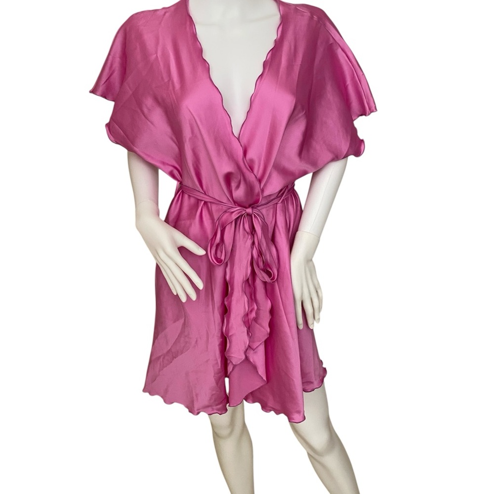 Vintage Miss Elaine Pink Satin Robe – Made in USA – Medium